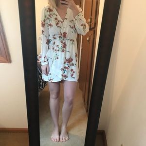 White Floral Long Sleeve Dress